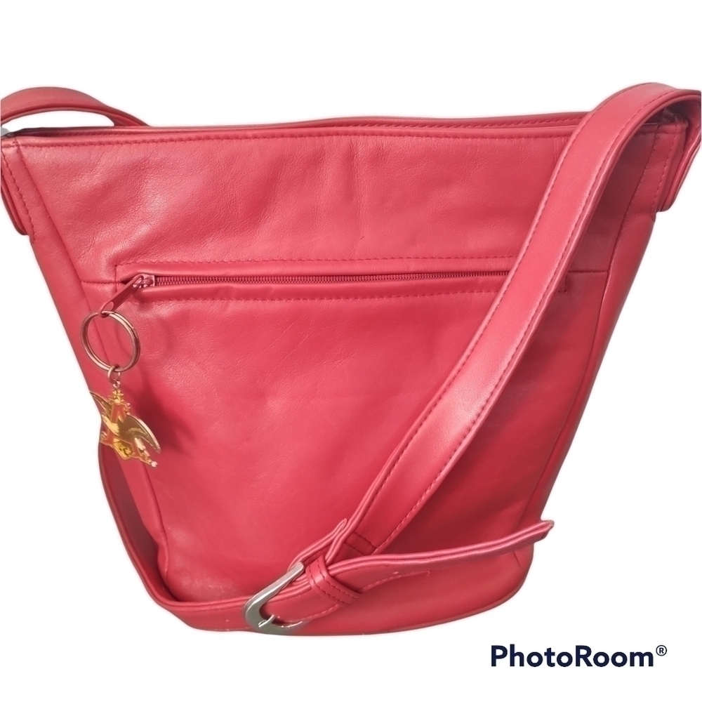 First Edition Red Leather Crossbody Bag